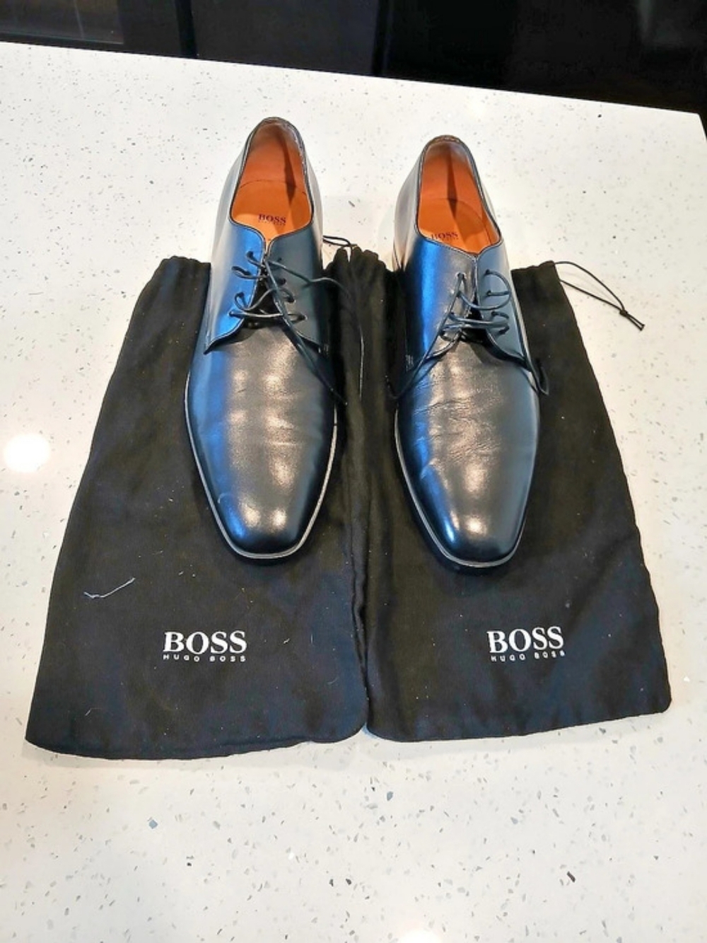 BOSS Men's Black Leather Lace-Up Oxfords